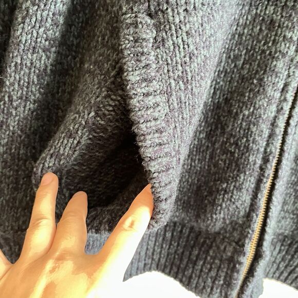 LL Bean Lambs Wool Sweater Jacket Mens XL Full Zip Flannel Lined Preppy Warm - Picture 3 of 6